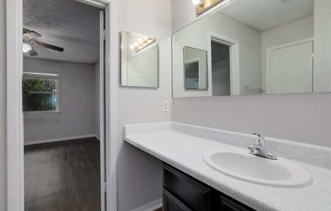 Bathroom Vanity at The Villas at Quail Creek Apartments in Austin Texas June 2021