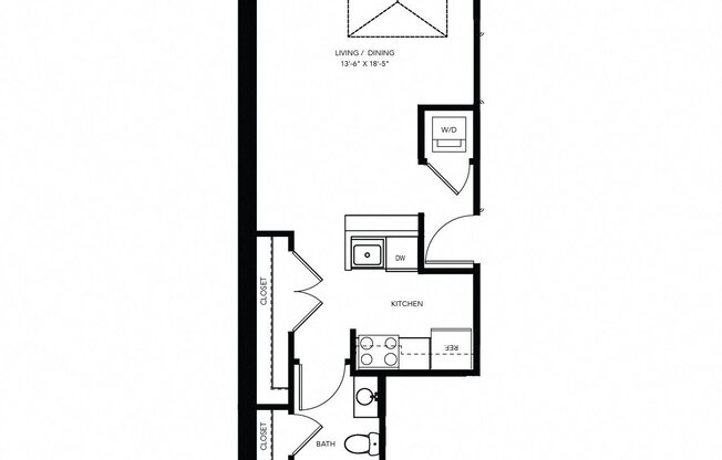 Studio, 1 bath, 577 sqft, $1,046