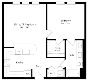 1 bed, 1 bath, 738 sqft, $1,896