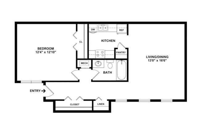 1 bed, 1 bath, 650 sqft, $1,455
