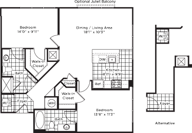 2 beds, 2 baths, 1,075 sqft, $2,506