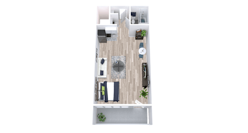 Studio, 1 bath, 410 sqft, $800