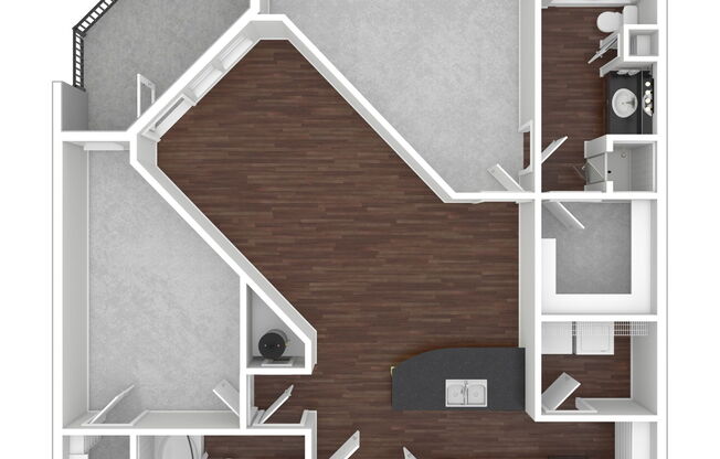 2 beds, 2 baths, 1,161 sqft, $1,740