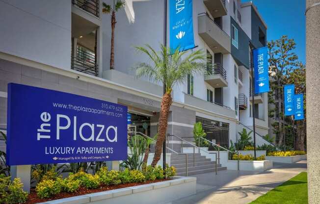 Welcoming Property Signage at The Plaza Apartments, Los Angeles, CA