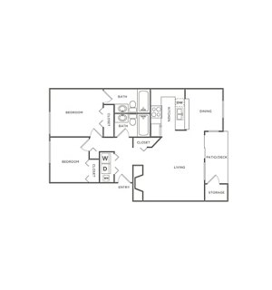 2 beds, 2 baths, 932 sqft, $1,716