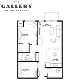 1 bed, 1 bath, 935 sqft, $1,791