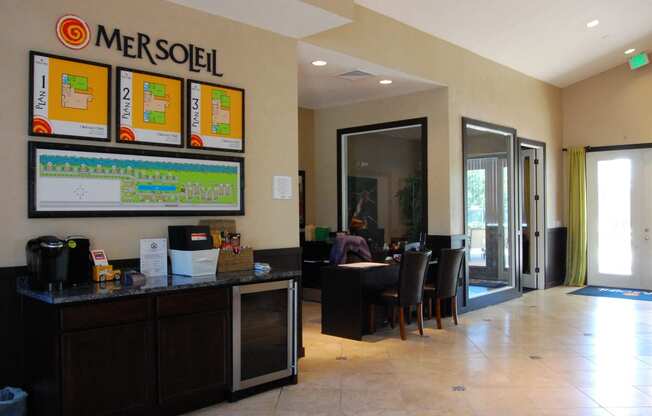 Clubhouse Interior Coffee Station leasing Office Naples Florida