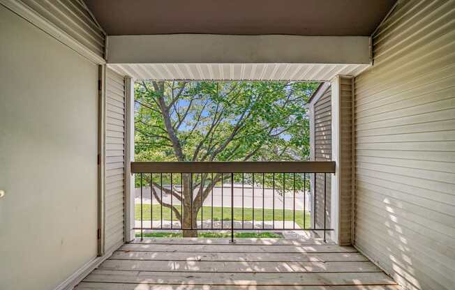 Balcony with view at Park Lane Apartments in Southfield