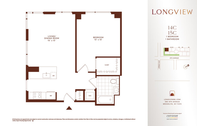 1 bed, 1 bath, $4,821, Unit 15C