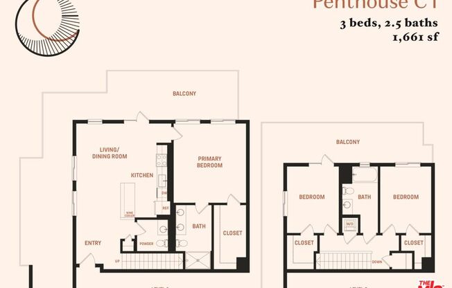 3 beds, 2.5 baths, 1,661 sqft, $9,300, Unit 405PHW