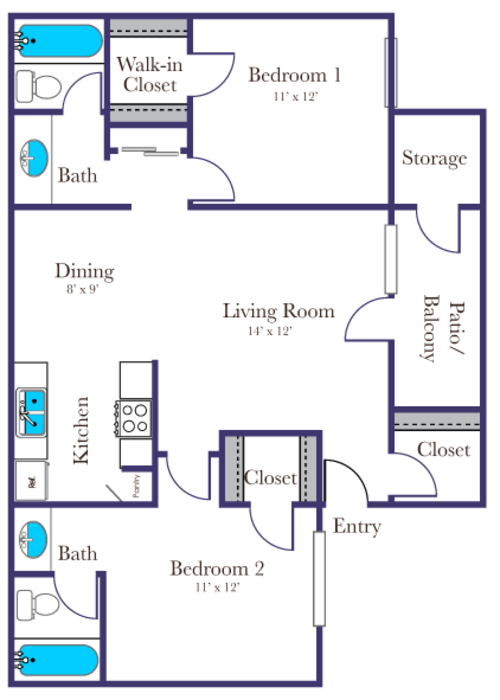 2 beds, 2 baths, 934 sqft, $1,675, Unit 167