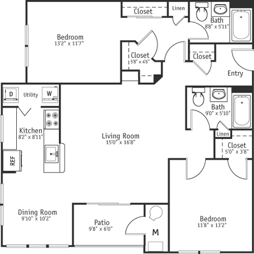 2 beds, 2 baths, 1,199 sqft, $3,255, Unit 97