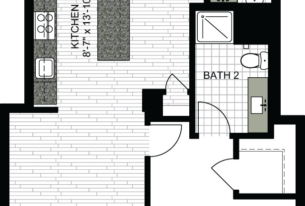 1 bed, 2 baths, 1,076 sqft, $4,590, Unit 0434