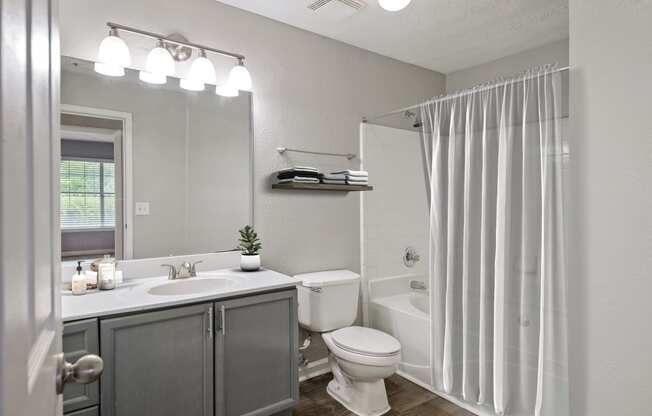 Private bathroom off bedroom at Crestmark Apartments