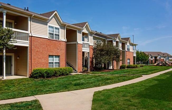 Sidewalk connecting apartment buildings