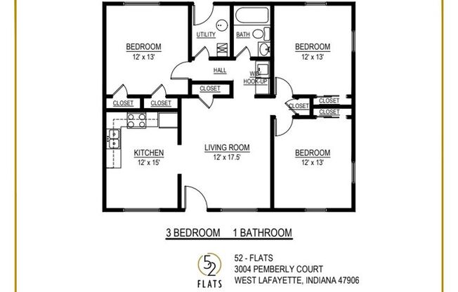 3 beds, 1 bath, 1,300 sqft, $1,450, Unit 3001