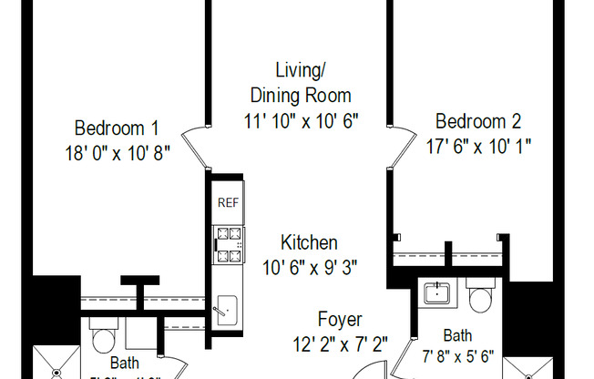 2 beds, 2 baths, 754 sqft, $2,695