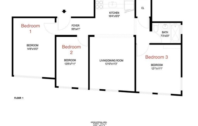 1 bed, 1 bath, 810 sqft, $2,750, Unit 17