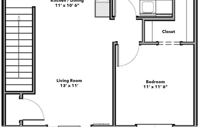 1 bed, 1 bath, 648 sqft, $740