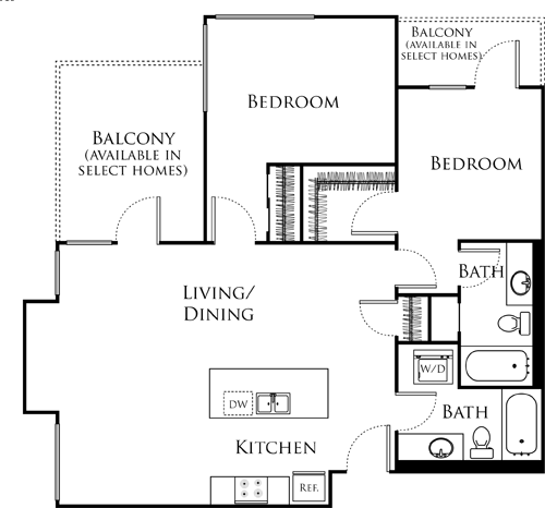 2 beds, 2 baths, 970 sqft, $2,897, Unit 402