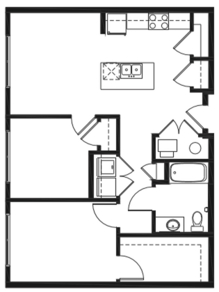 2 beds, 1 bath, 895 sqft, $1,383