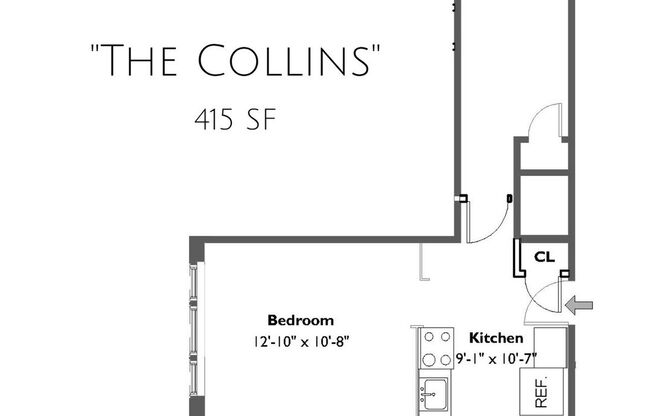 Studio, 1 bath, 415 sqft, $1,895, Unit #10