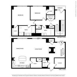 2 beds, 2.5 baths, 1,975 sqft, $3,315