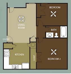 2 beds, 1 bath, 850 sqft, $1,149