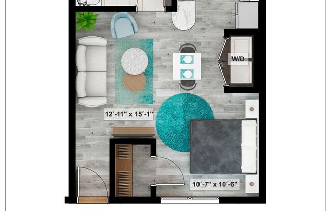 Studio, 1 bath, 504 sqft, $929, Unit 3A-1111