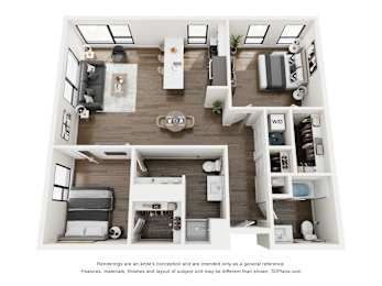2 beds, 2 baths, 1,067 sqft, $2,350