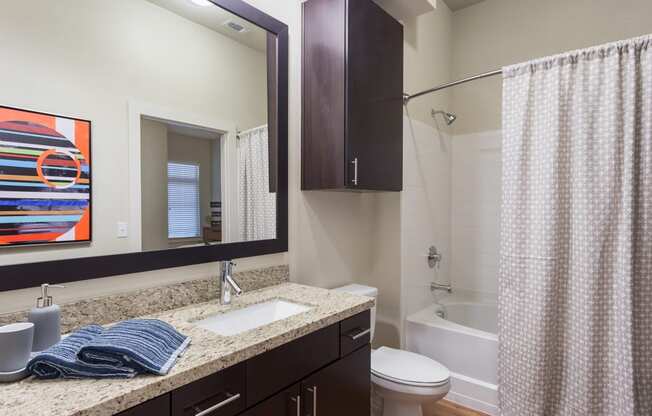 Framed mirrors are standard and add an upscale touch to your home. at Eleven by Windsor, Austin