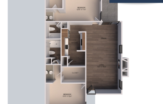 2 beds, 2 baths, 1,033 sqft, $1,059, Unit 1721