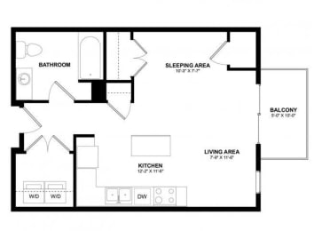 Studio, 1 bath, 505 sqft, $1,605