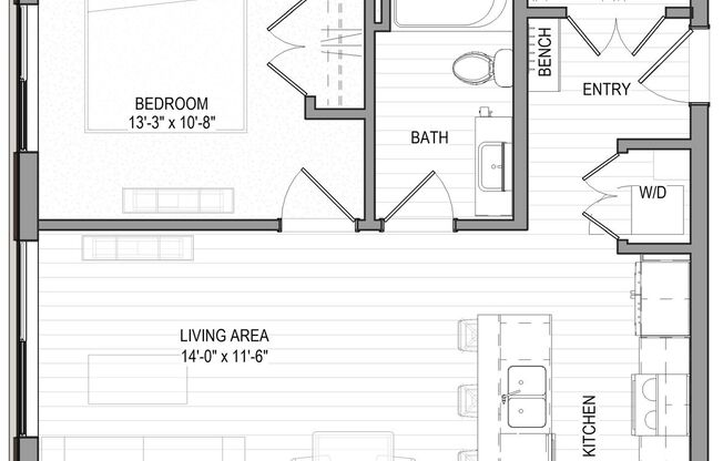 1 bed, 1 bath, 464 sqft, $1,895, Unit 515