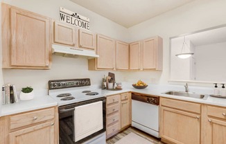 Digital staged kitchen at Cumberland Crossing, Rhode Island