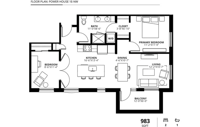 2 beds, 1 bath, 983 sqft, $2,950, Unit 113