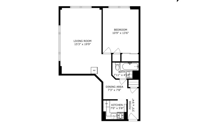 1 bed, 1 bath, 450 sqft, $4,250, Unit 103