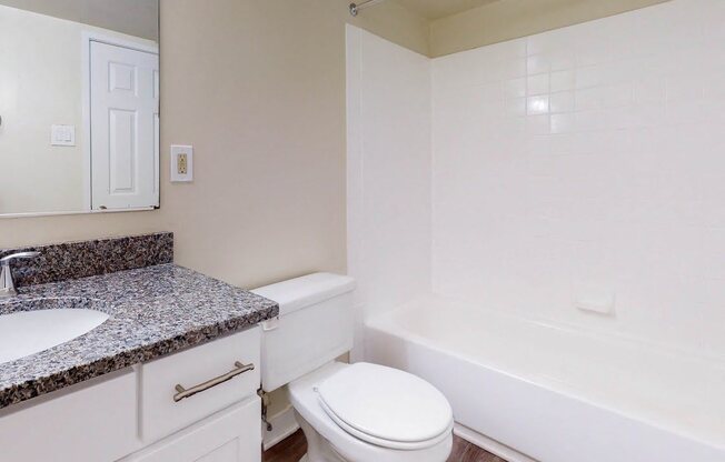 a bathroom with a toilet and a tub and a sink