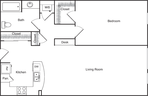 1 bed, 1 bath, 948 sqft, $2,567, Unit 214