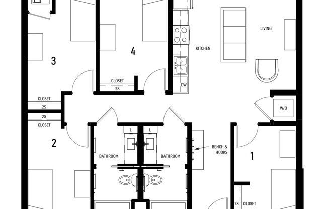 4 beds, 2 baths, 1,140 sqft, $3,200, Unit 311