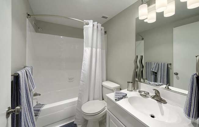 PLATINUM upgrade bright white bathrooms with a tub at Trillium Apartments, Virginia