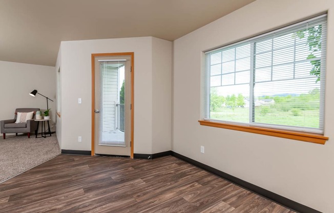 View looking out from the Dining Room into the Living Room