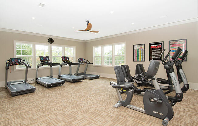 fitness studio with cardio equipment