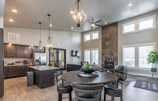 a view of the kitchen and dining area from the living room