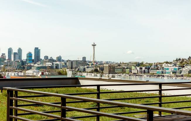 a view of the city from a terrace