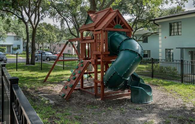 Playground with spiral slide at Terraces at Clearwater Beach, Clearwater, 33756