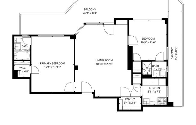 2 beds, 2 baths, 801 sqft, $6,999, Unit PHC