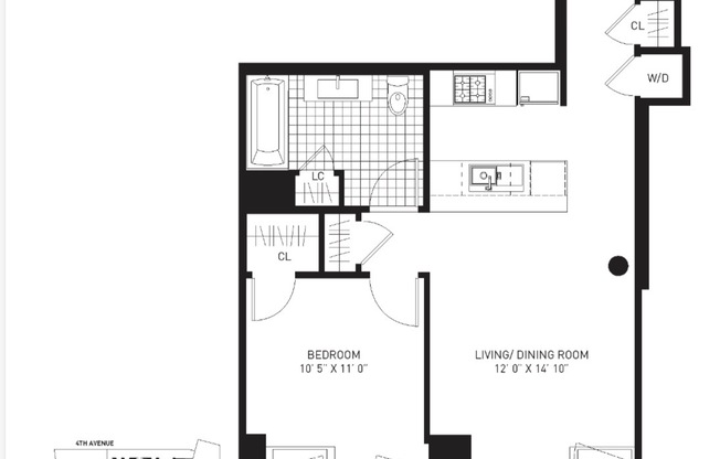 1 bed, 1 bath, $4,435, Unit 7B