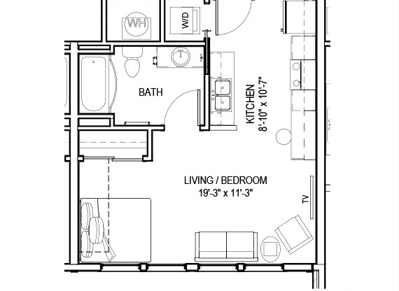 Studio, 1 bath, 473 sqft, $1,249, Unit 211