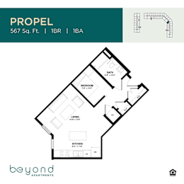 Studio, 1 bath, 567 sqft, $1,437